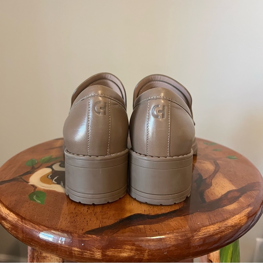 Cole Haan Slip On Leather Loafers w/ Chunky Heel - Picture 3 of 8